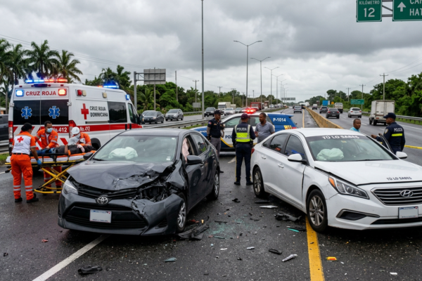 Accidente de tránsito en la autopista Duarte deja dos muertos y cuatro heridos en la madrugada del domingo