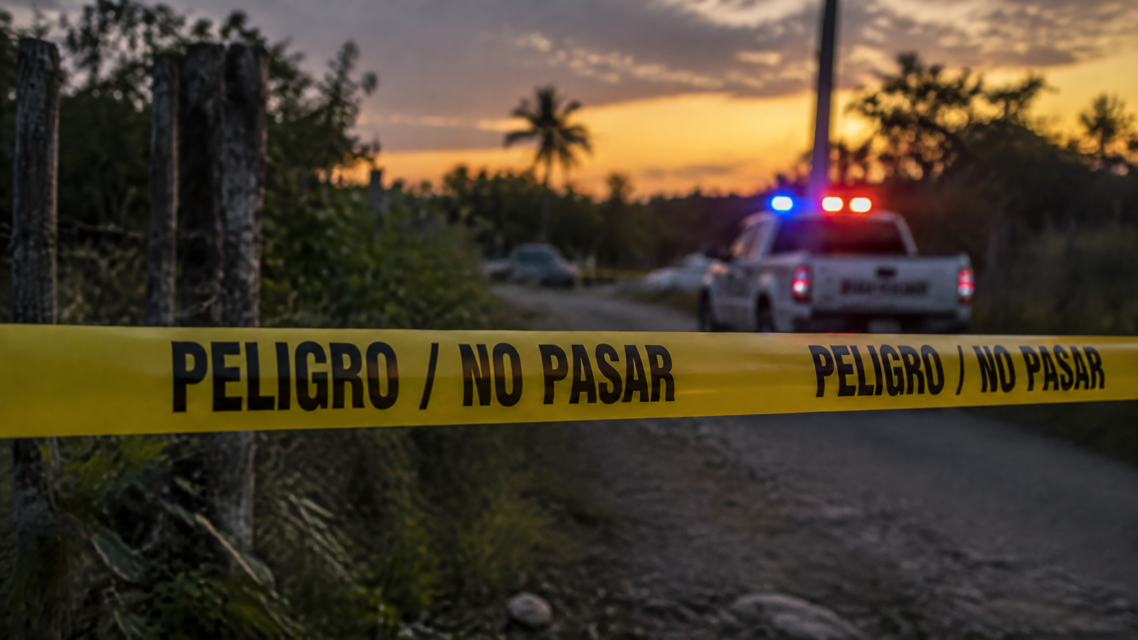 Cinta policial ante matorral donde hallaron el cuerpo de Loyca Alvarado en San Cristobal