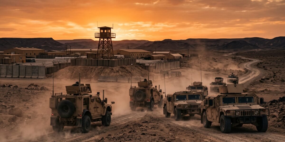 Base militar en Irak durante el repliegue de tropas de la coalición internacional