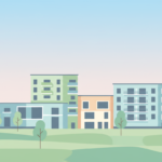 Abinader entrega este sábado 836 apartamentos en Ciudad Real Ecológica Ilustración de un conjunto de edificios de apartamentos