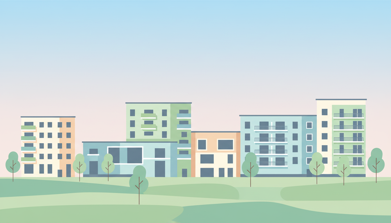 Ilustración de un conjunto de edificios de apartamentos