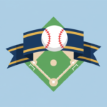 Ilustración de una pelota de béisbol sobre un banderín y un diamante de juego