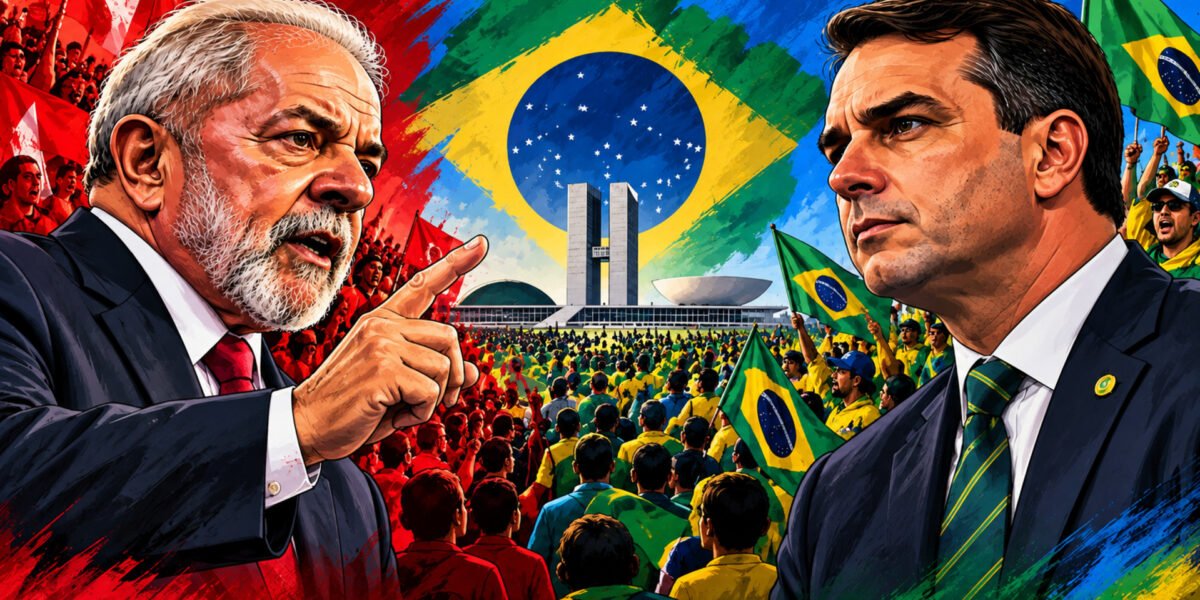 Lula da Silva y Flavio Bolsonaro frente al Congreso Nacional de Brasil, balotaje presidencial