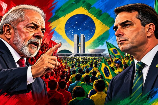 Lula da Silva y Flavio Bolsonaro frente al Congreso Nacional de Brasil, balotaje presidencial