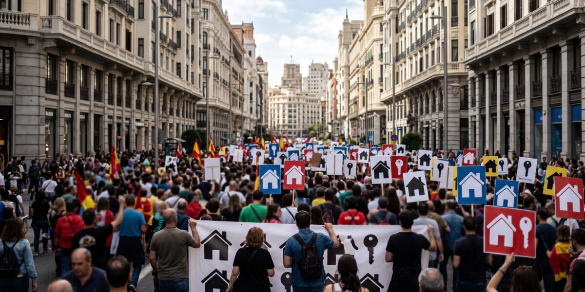 España marcha por crisis de vivienda
