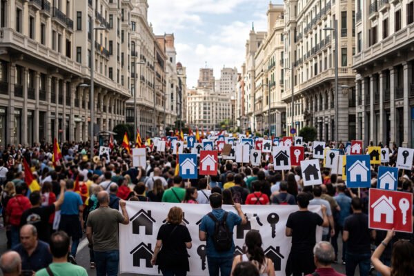 España marcha por crisis de vivienda